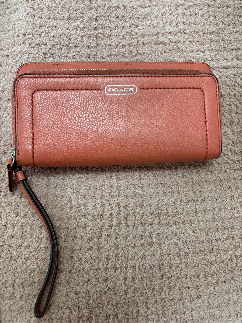 Coach Coral Pebbled Leather Wristlet